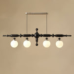 Lustre de Madeira Cambridge 4 Lâmpadas L 54.7" x A 15.7" 139cm x A 40cm Preto e cromo