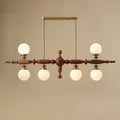 Lustre de Madeira Cambridge 6 Lâmpadas L 54.7" x A 19.7" L 139cm x A 50cm Cor de noz e dourado