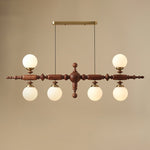 Lustre de Madeira Cambridge 6 Lâmpadas L 54.7" x A 19.7" L 139cm x A 50cm Cor de noz e dourado