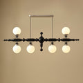 Lustre de Madeira Cambridge 6 Lâmpadas L 54.7" x A 19.7" L 139cm x A 50cm Preto e cromo