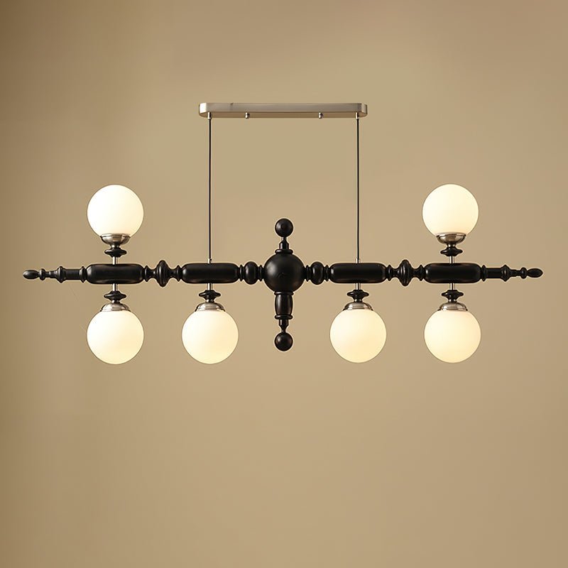 Lustre de Madeira Cambridge 6 Lâmpadas L 54.7" x A 19.7" L 139cm x A 50cm Preto e cromo
