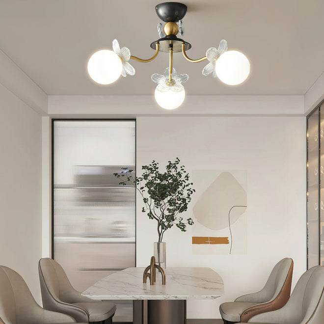 Lustre de Vidro com Design Floral