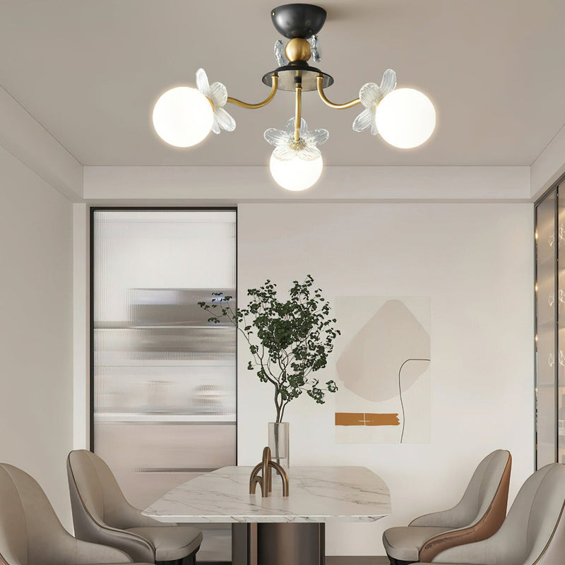 Lustre de Vidro com Design Floral