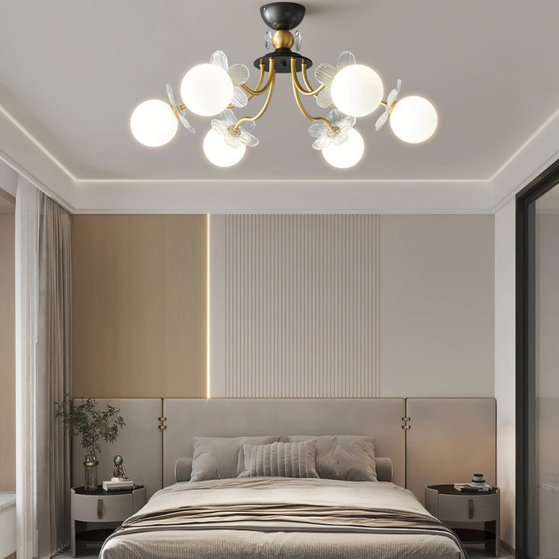 Lustre de Vidro com Design Floral