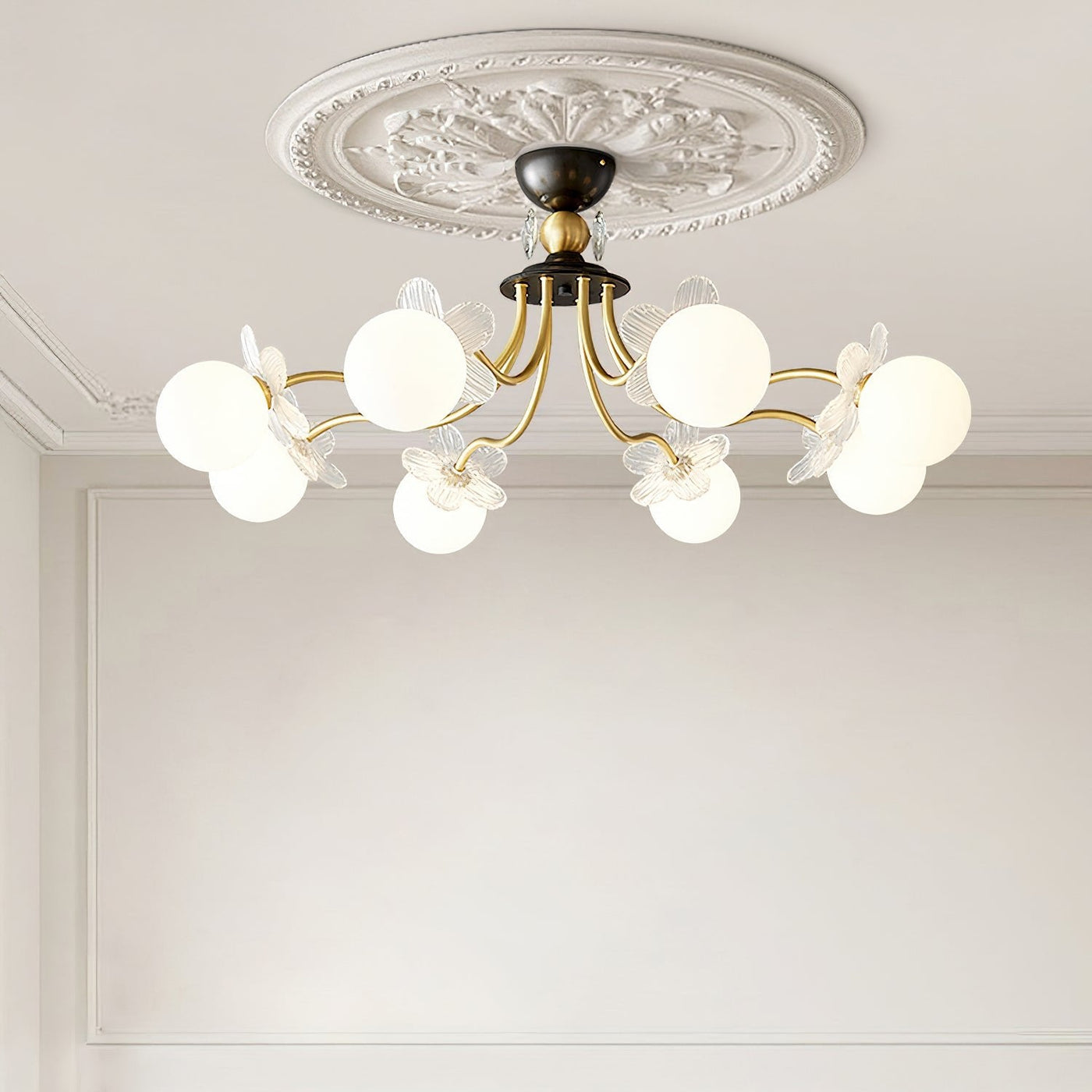 Lustre de Vidro com Design Floral