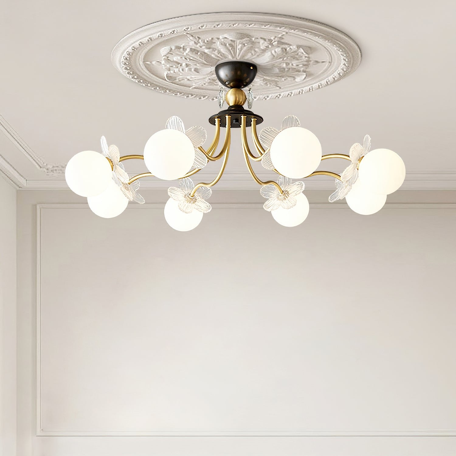 Lustre de Vidro com Design Floral