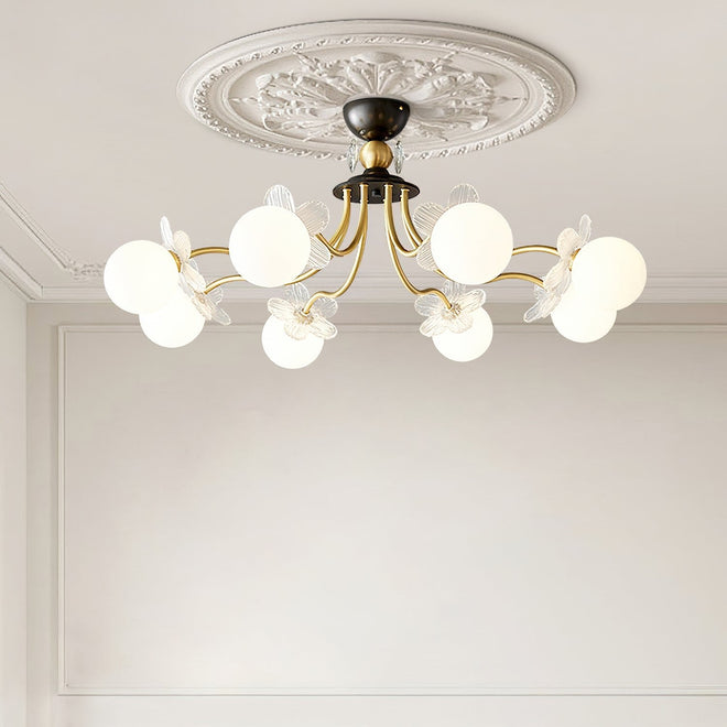 Lustre de Vidro com Design Floral