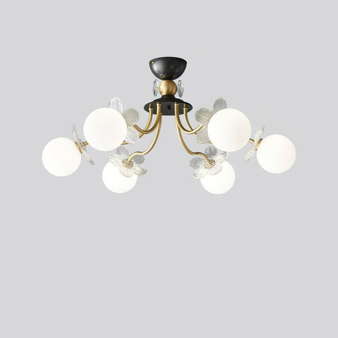 Lustre de Vidro com Design Floral