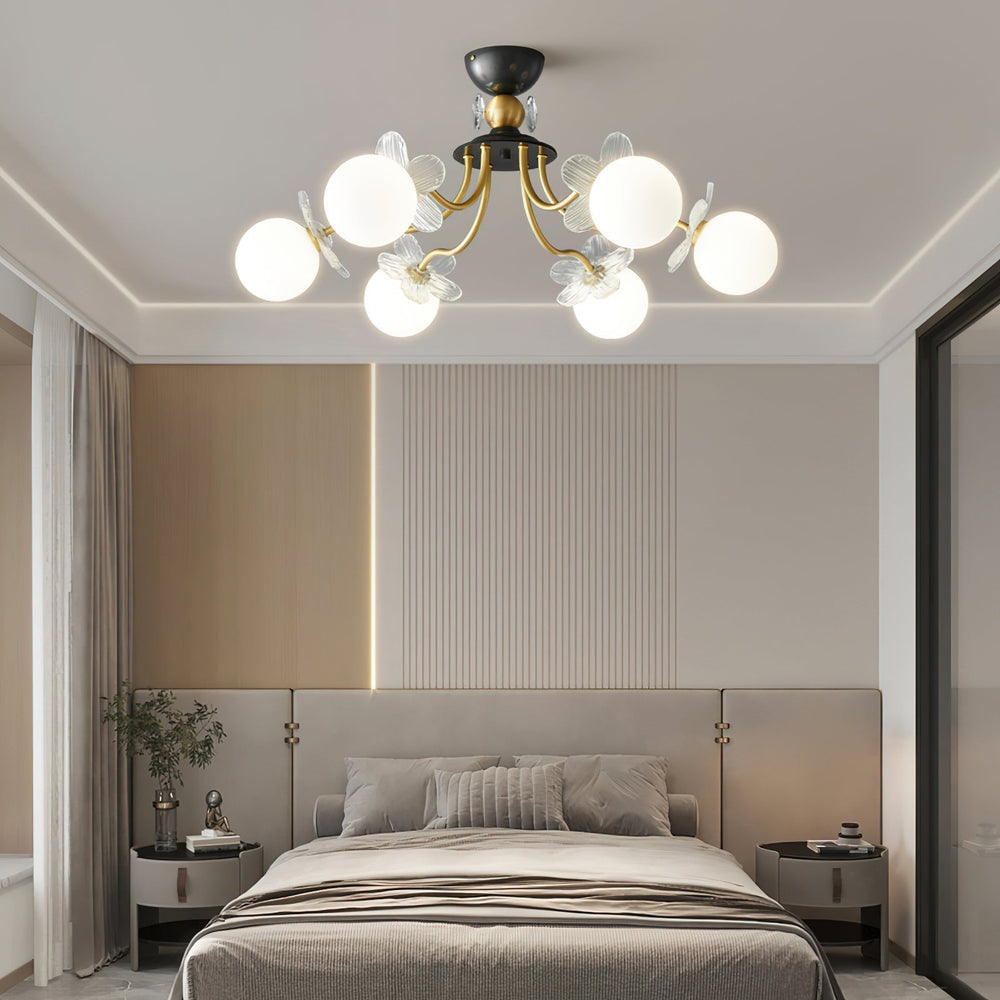 Lustre de Vidro com Design Floral