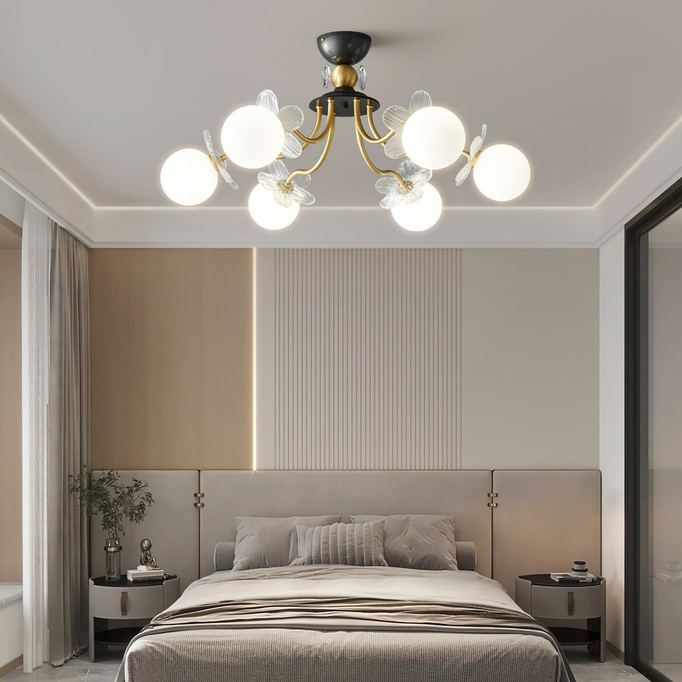 Lustre de Vidro com Design Floral
