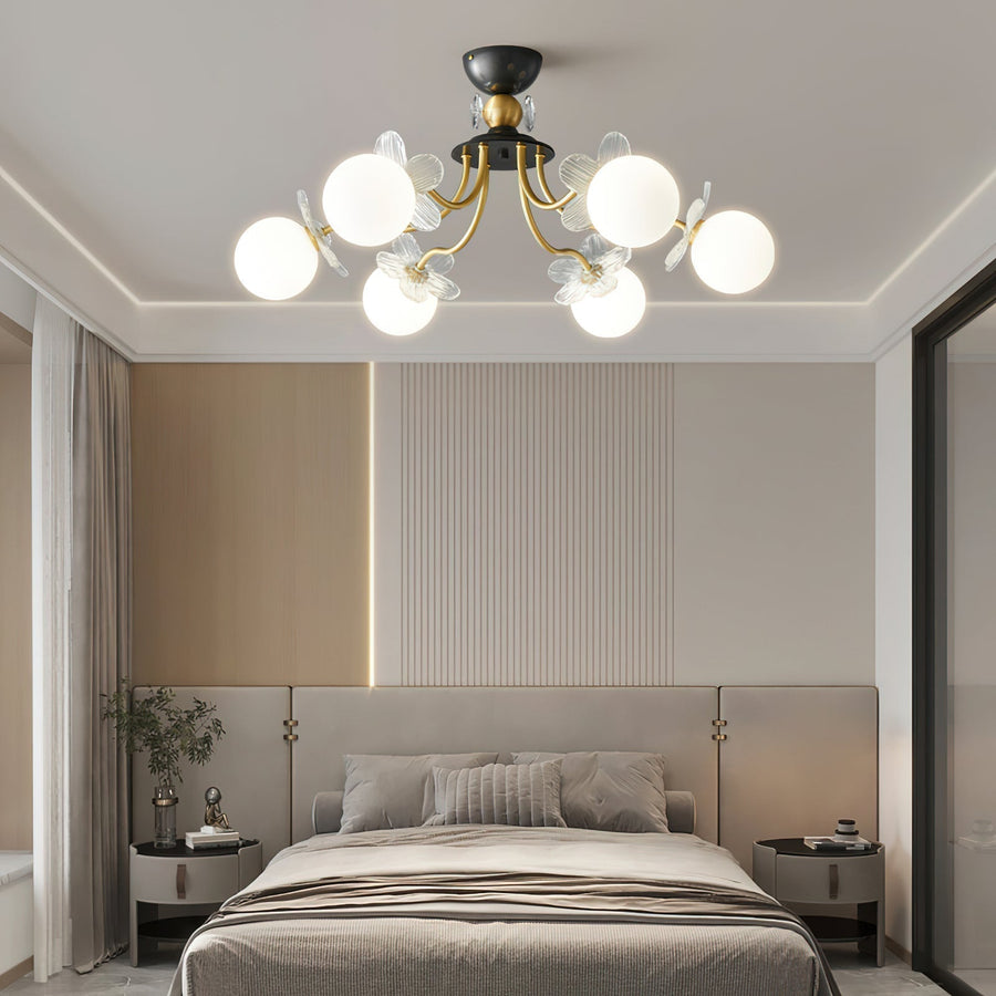 Lustre de Vidro com Design Floral