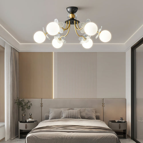 Lustre de Vidro com Design Floral