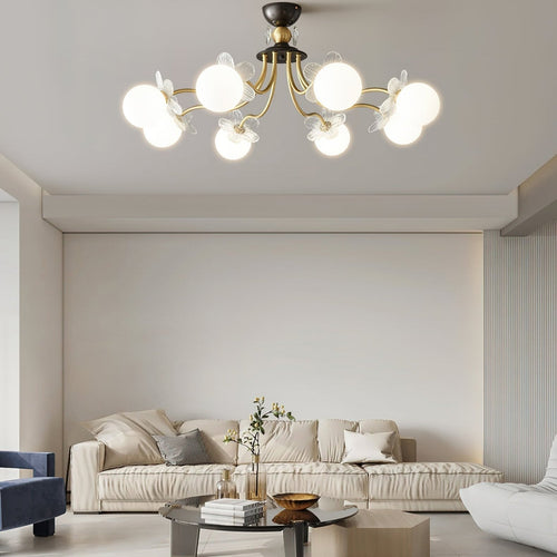 Lustre de Vidro com Design Floral