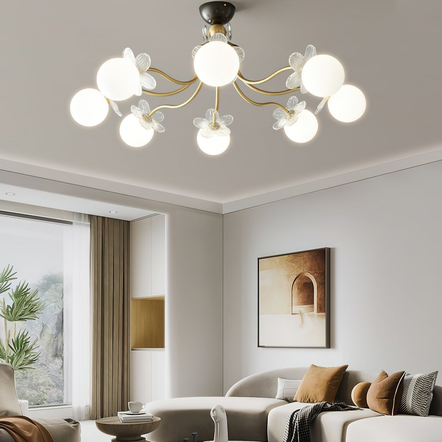 Lustre de Vidro com Design Floral