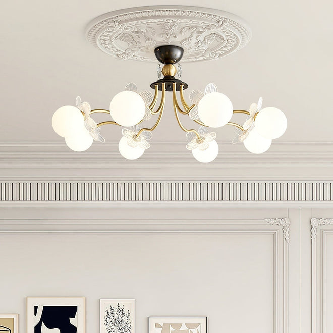 Lustre de Vidro com Design Floral