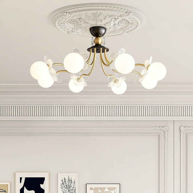 Lustre de Vidro com Design Floral