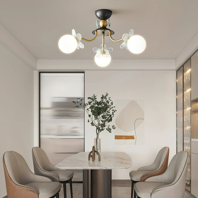 Lustre de Vidro com Design Floral