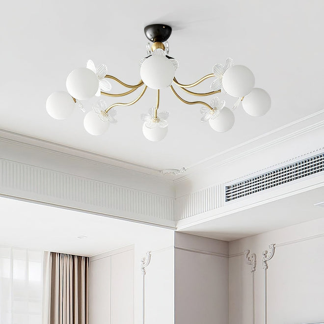 Lustre de Vidro com Design Floral