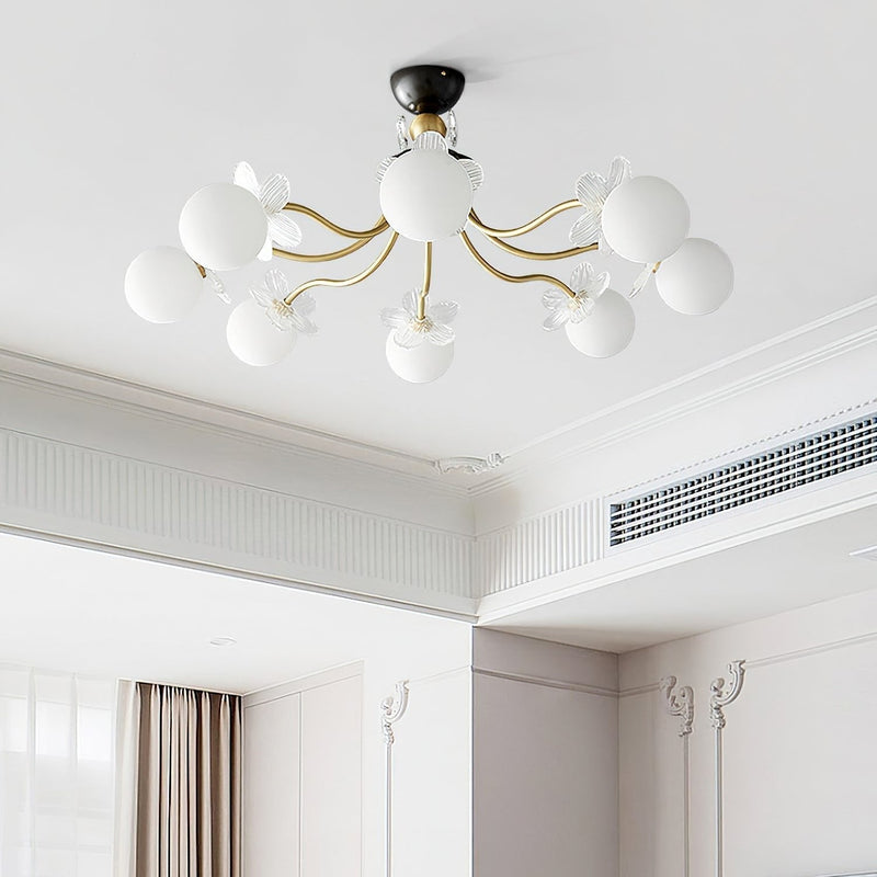 Lustre de Vidro com Design Floral