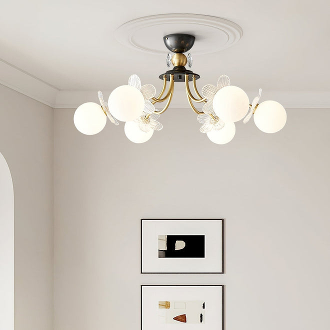 Lustre de Vidro com Design Floral