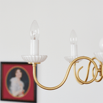 Lustre de cristal crème, lustre metálico vintage americano para quarto.