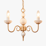 Lustre de cristal crème, lustre metálico vintage americano para quarto.