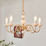 Lustre de cristal crème, lustre metálico vintage americano para quarto.