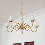Lustre de cristal crème, lustre metálico vintage americano para quarto.