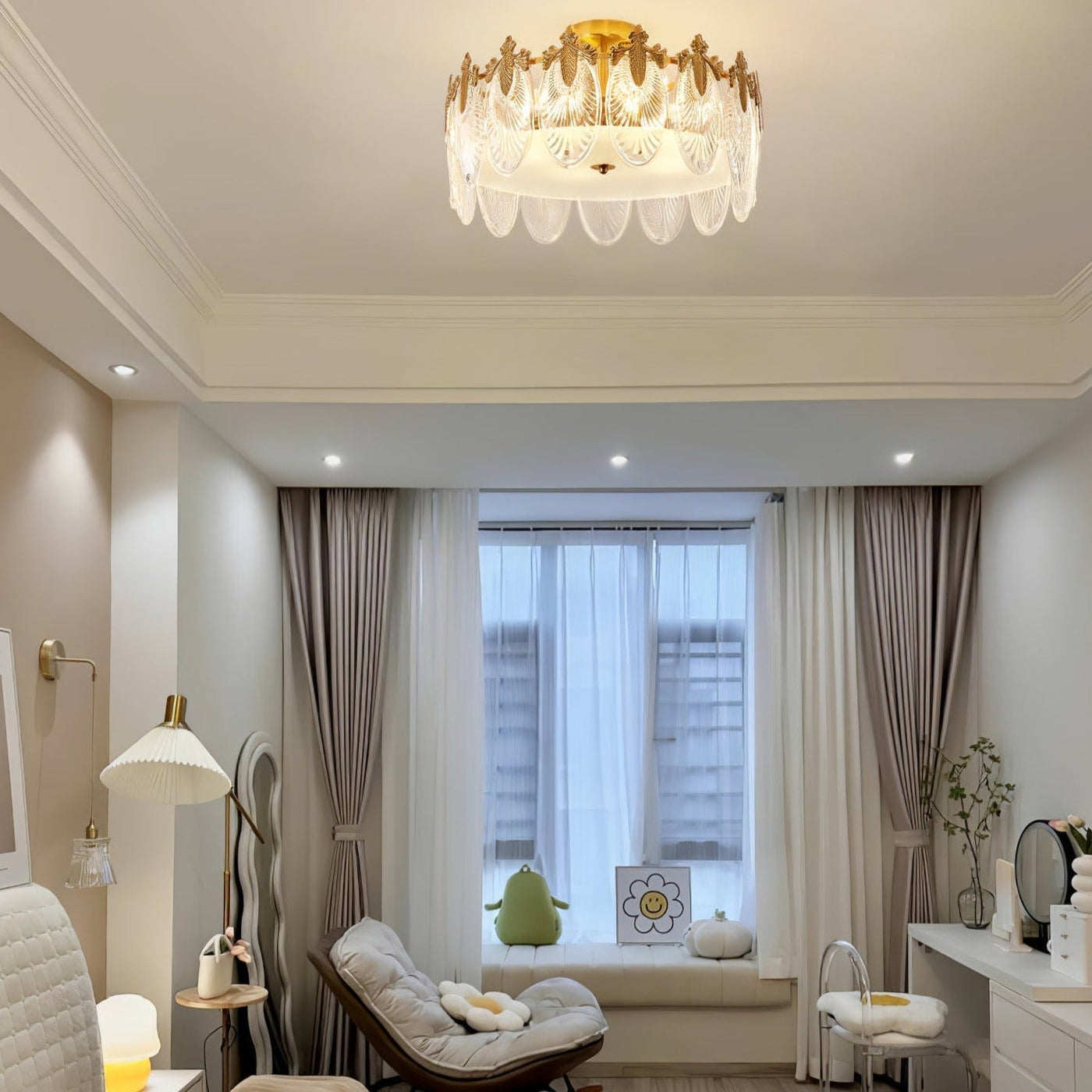 Lustre de vidro decorativo em formato redondo