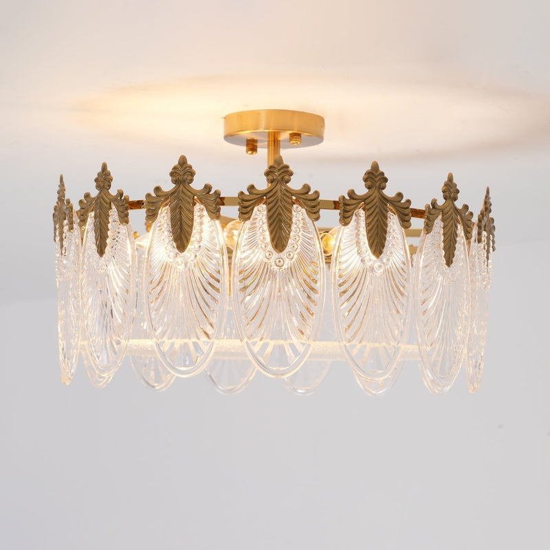 Lustre de vidro decorativo em formato redondo