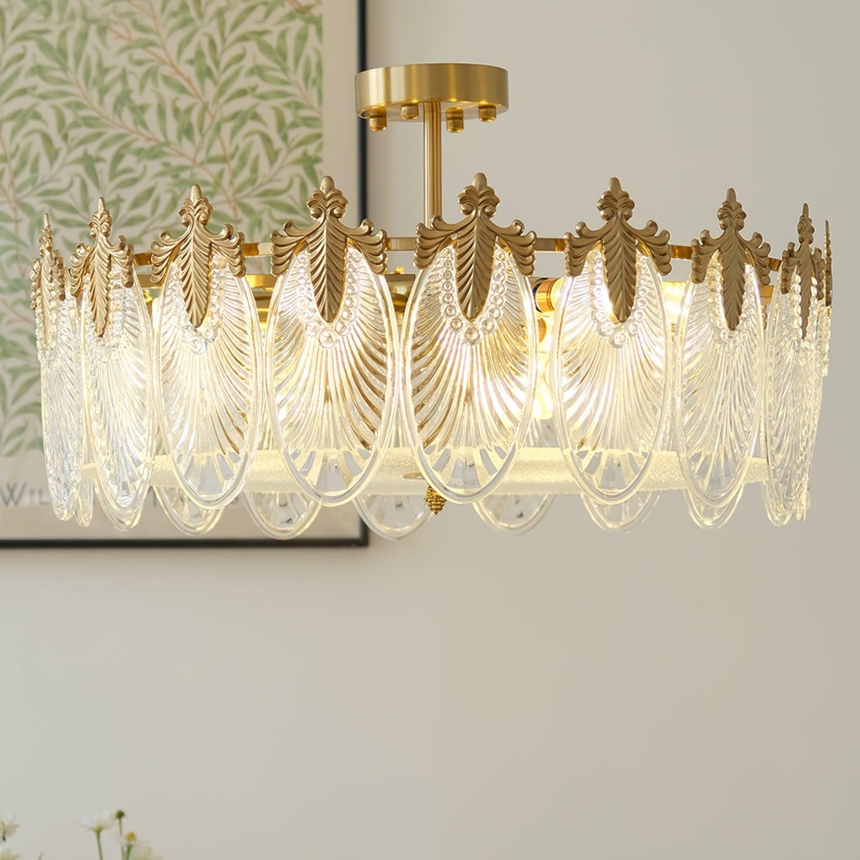 Lustre de vidro decorativo em formato redondo