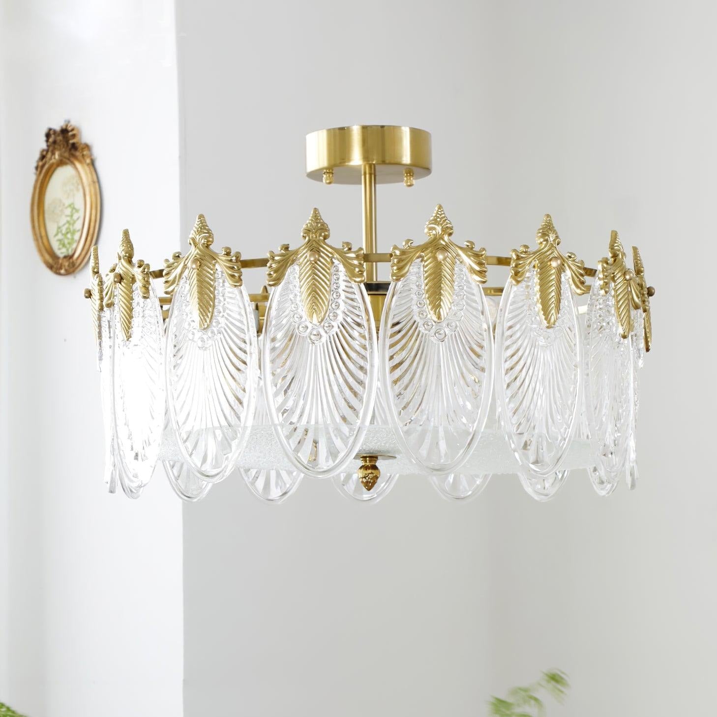 Lustre de vidro decorativo em formato redondo