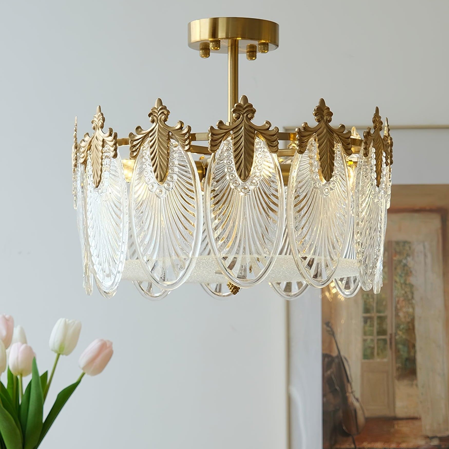 Lustre de vidro decorativo em formato redondo