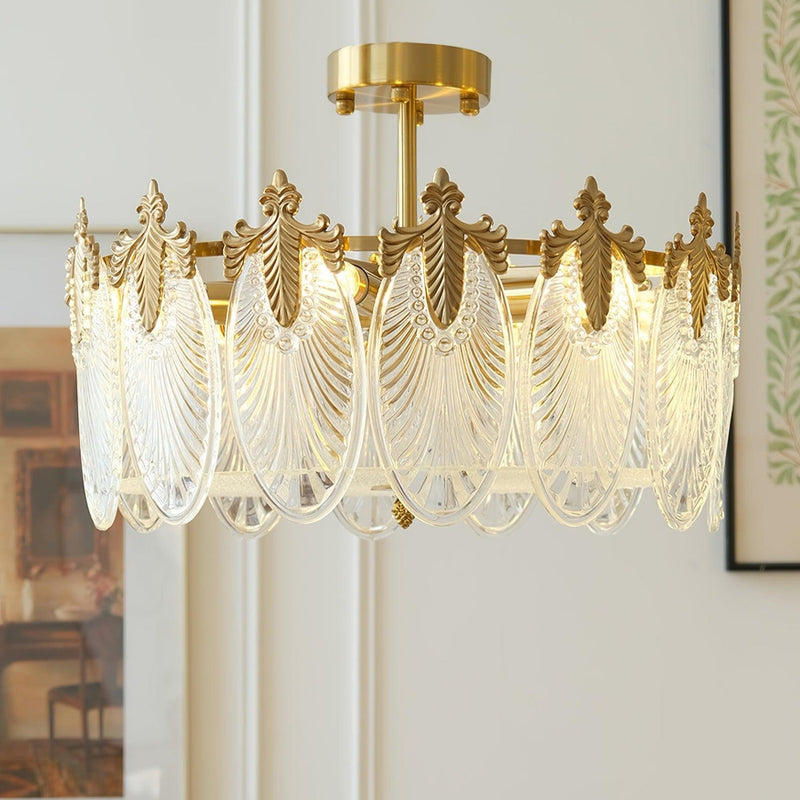 Lustre de vidro decorativo em formato redondo