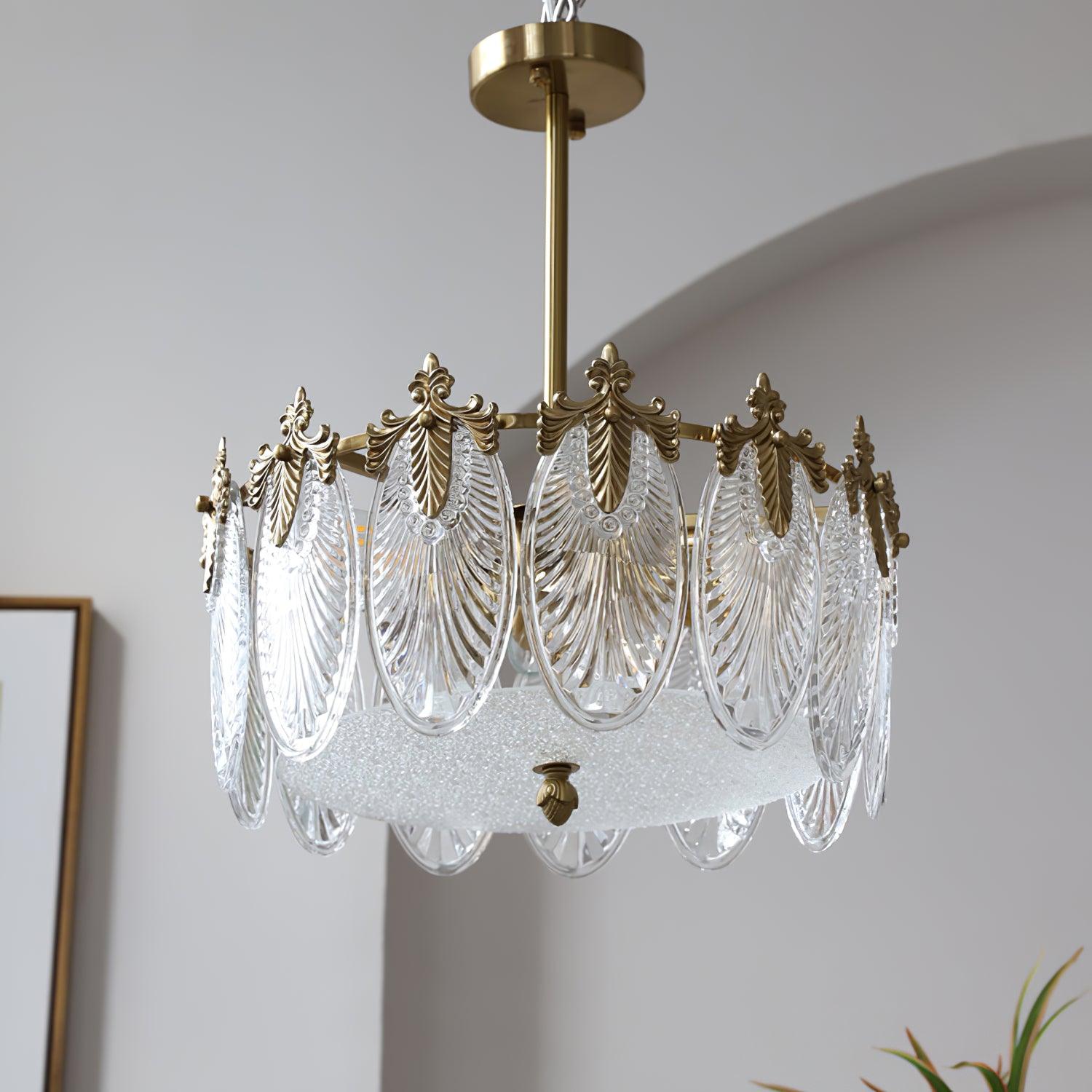 Lustre de vidro decorativo em formato redondo