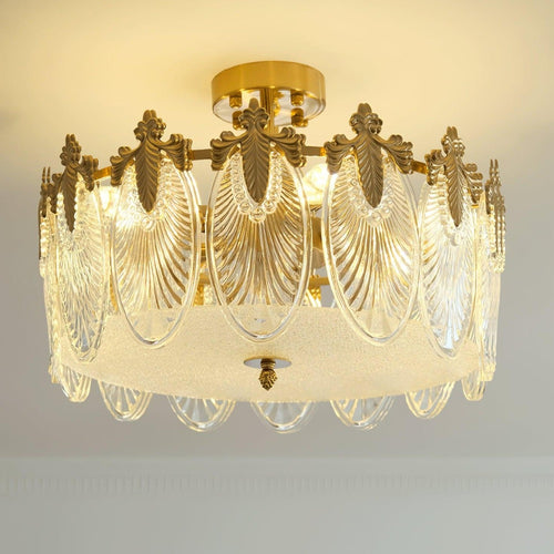 Lustre de vidro decorativo em formato redondo