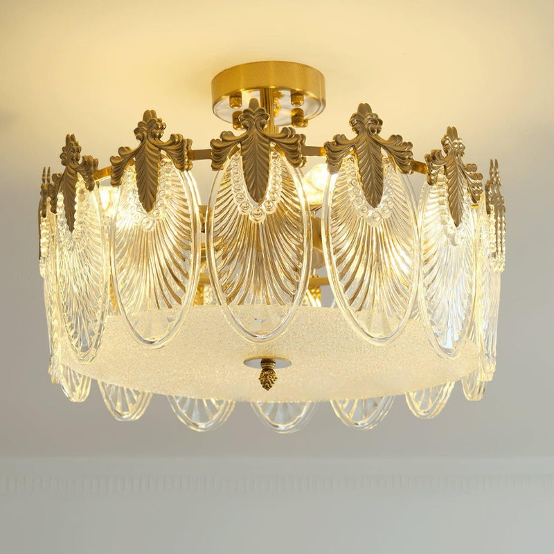 Lustre de vidro decorativo em formato redondo