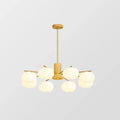 Lustre inovador de madeira com bolinhas de algodão para sala de estar 8 Cabeças-D80*H54cm