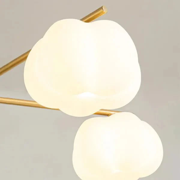 Lustre inovador de madeira com bolinhas de algodão para sala de estar