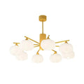 Lustre inovador de madeira com bolinhas de algodão para sala de estar