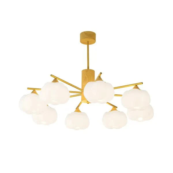 Lustre inovador de madeira com bolinhas de algodão para sala de estar