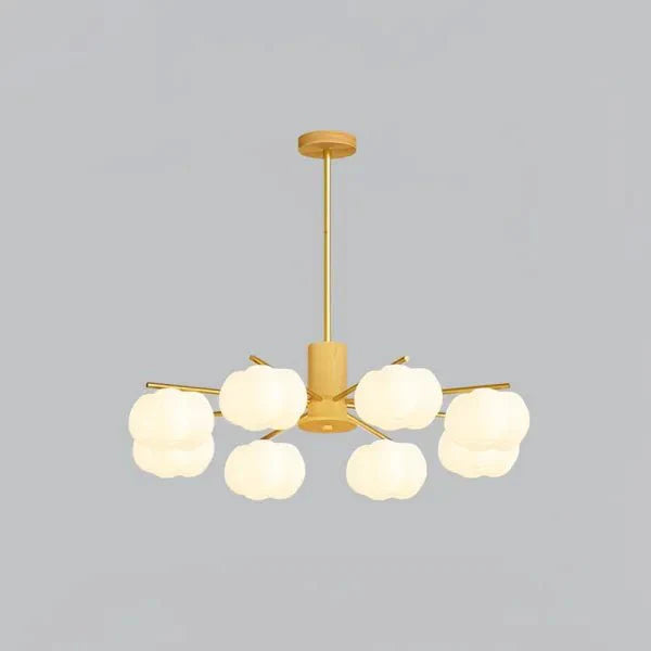 Lustre inovador de madeira com bolinhas de algodão para sala de estar