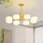 Lustre inovador de madeira com bolinhas de algodão para sala de estar