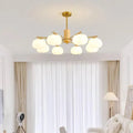 Lustre inovador de madeira com bolinhas de algodão para sala de estar