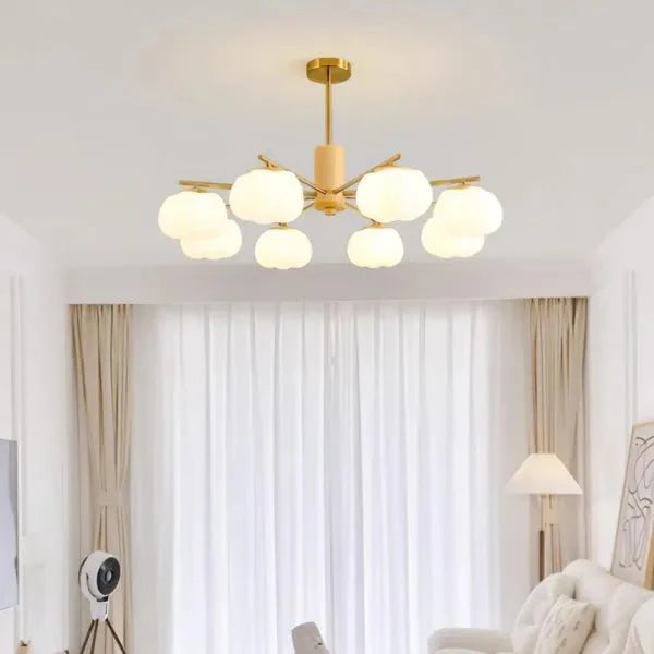 Lustre inovador de madeira com bolinhas de algodão para sala de estar