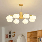 Lustre inovador de madeira com bolinhas de algodão para sala de estar
