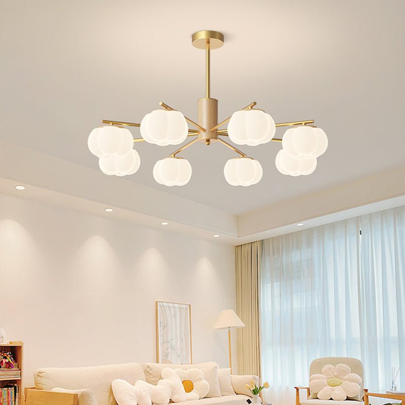 Lustre inovador de madeira com bolinhas de algodão para sala de estar