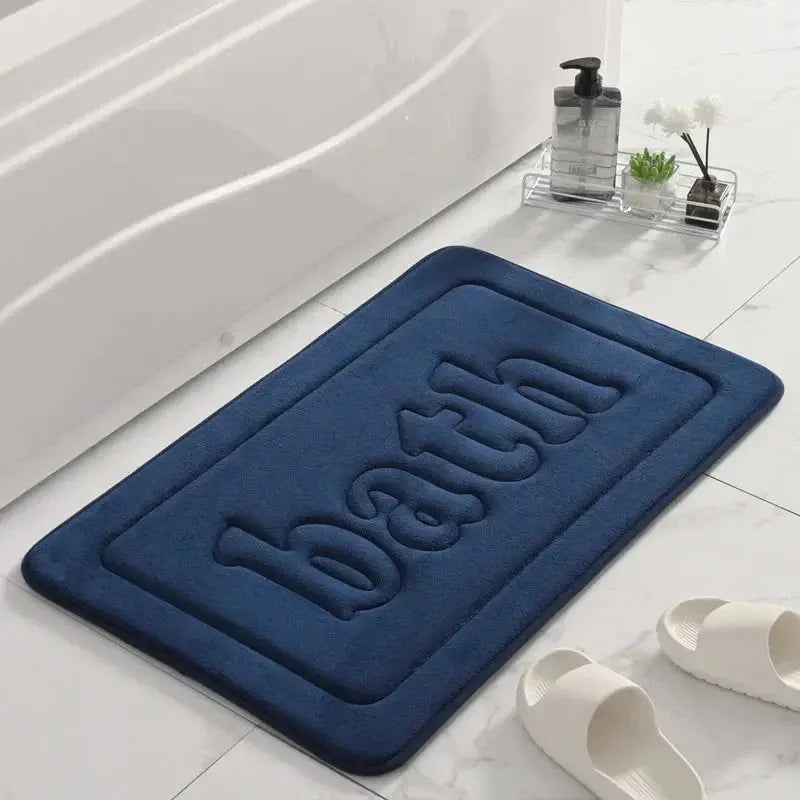 Luxuoso Tapete de Banho em Espuma de Memória Velour Azul