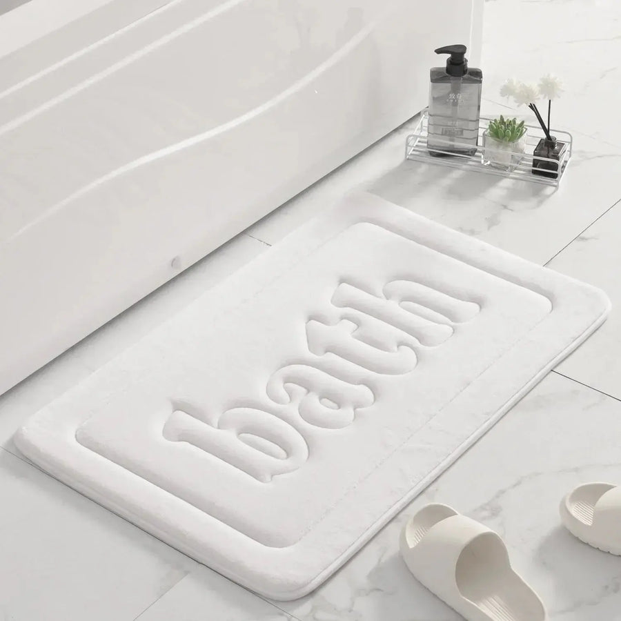 Luxuoso Tapete de Banho em Espuma de Memória Velour Branco