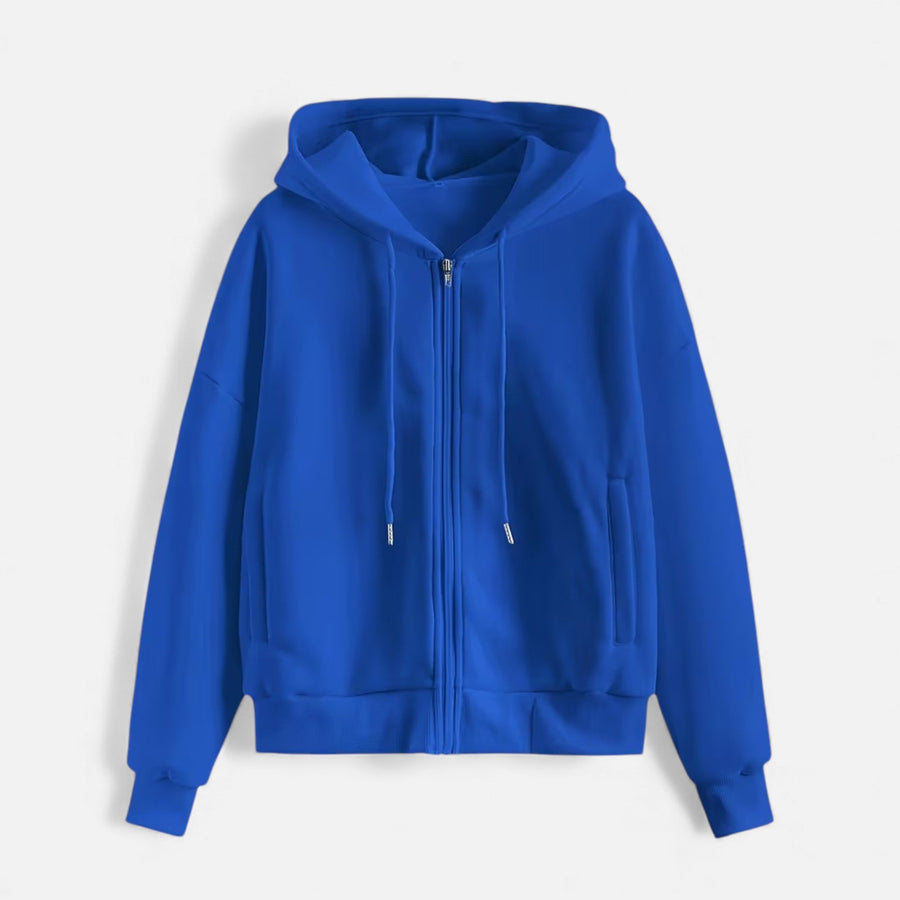Moletom de Tricô com Zíper para o Outono/Inverno Azul